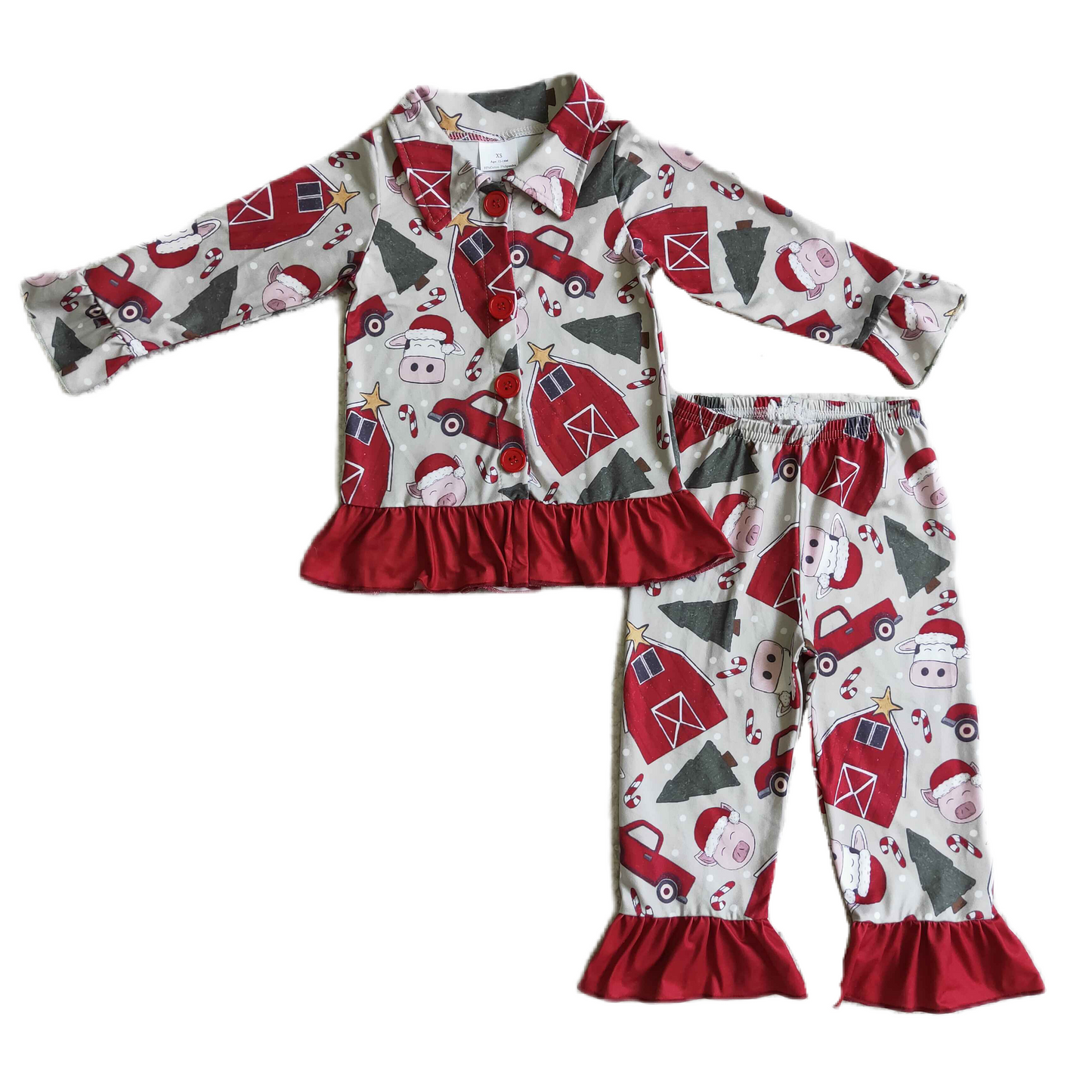 Red Barn Christmas Set, Girl/Ruffle