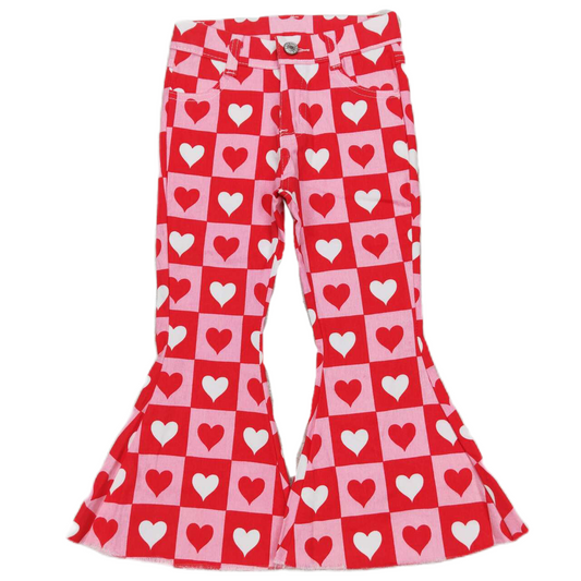 **Pre Order** Heart Checkered Denim Bells