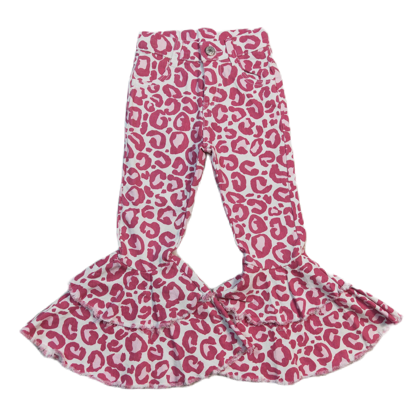 **Pre Order** Denim, Pink Animal Print Bells