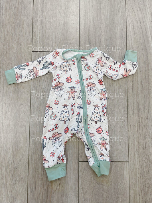 **Pre Order** Mint Green, Western Christmas Zippy