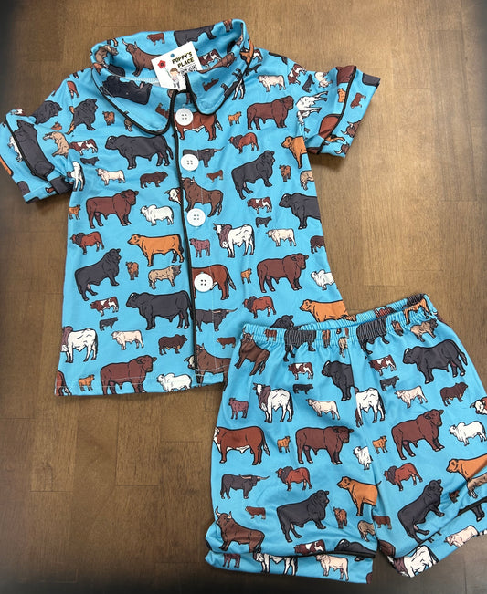 Cattle Button Up Pajamas, 2t