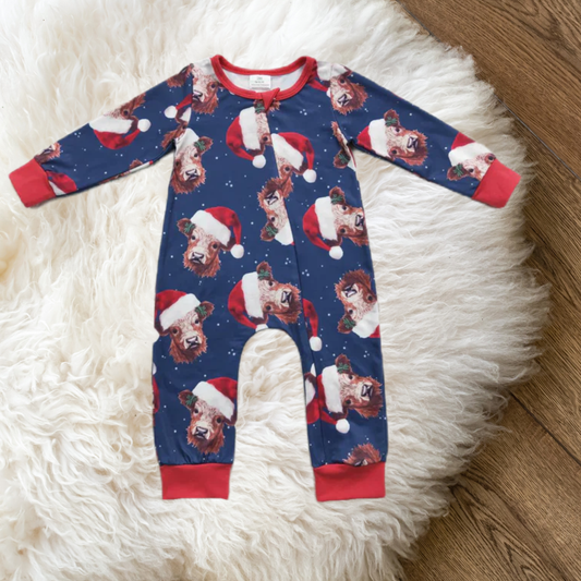 **PRE ORDER** Cow Santa Christmas zippy