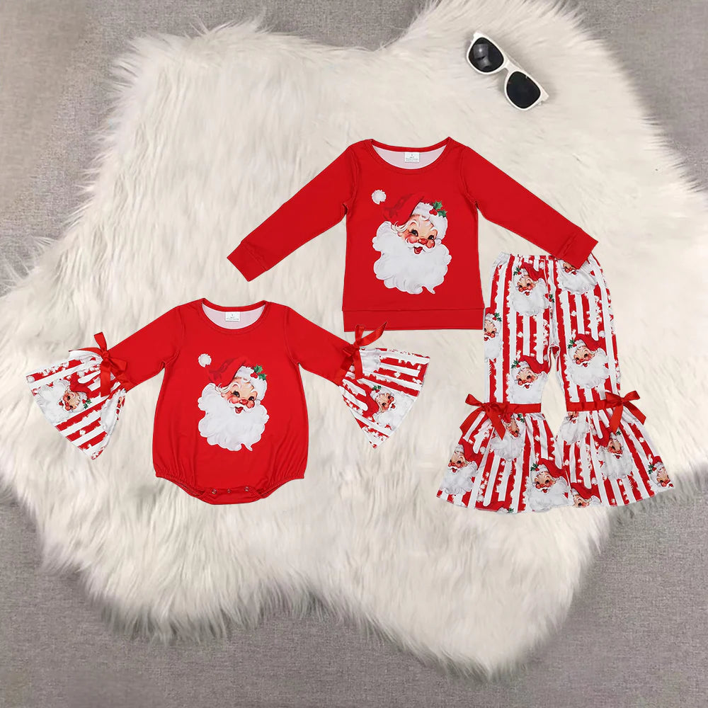 **PRE ORDER** 2 pc Striped Santa Bell Set