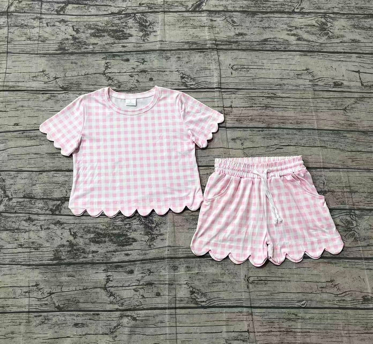 **PRE ORDER** Pink Gingham Scalloped Set