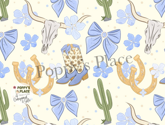 **PRE ORDER** Custom Pattern: Blue Boots & Bows