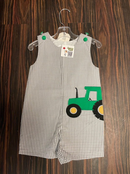 6/12m, Lil Cactus shortalls w/ embroidered tractor