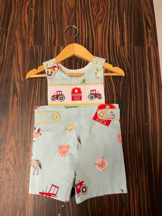 3/6m, Lil Cactus Smocked Shortall