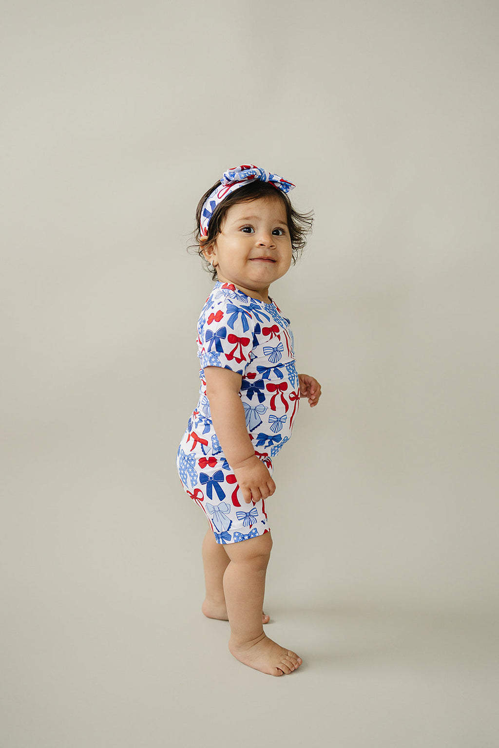 Bamboo Shorts Set | Red-White & Bows