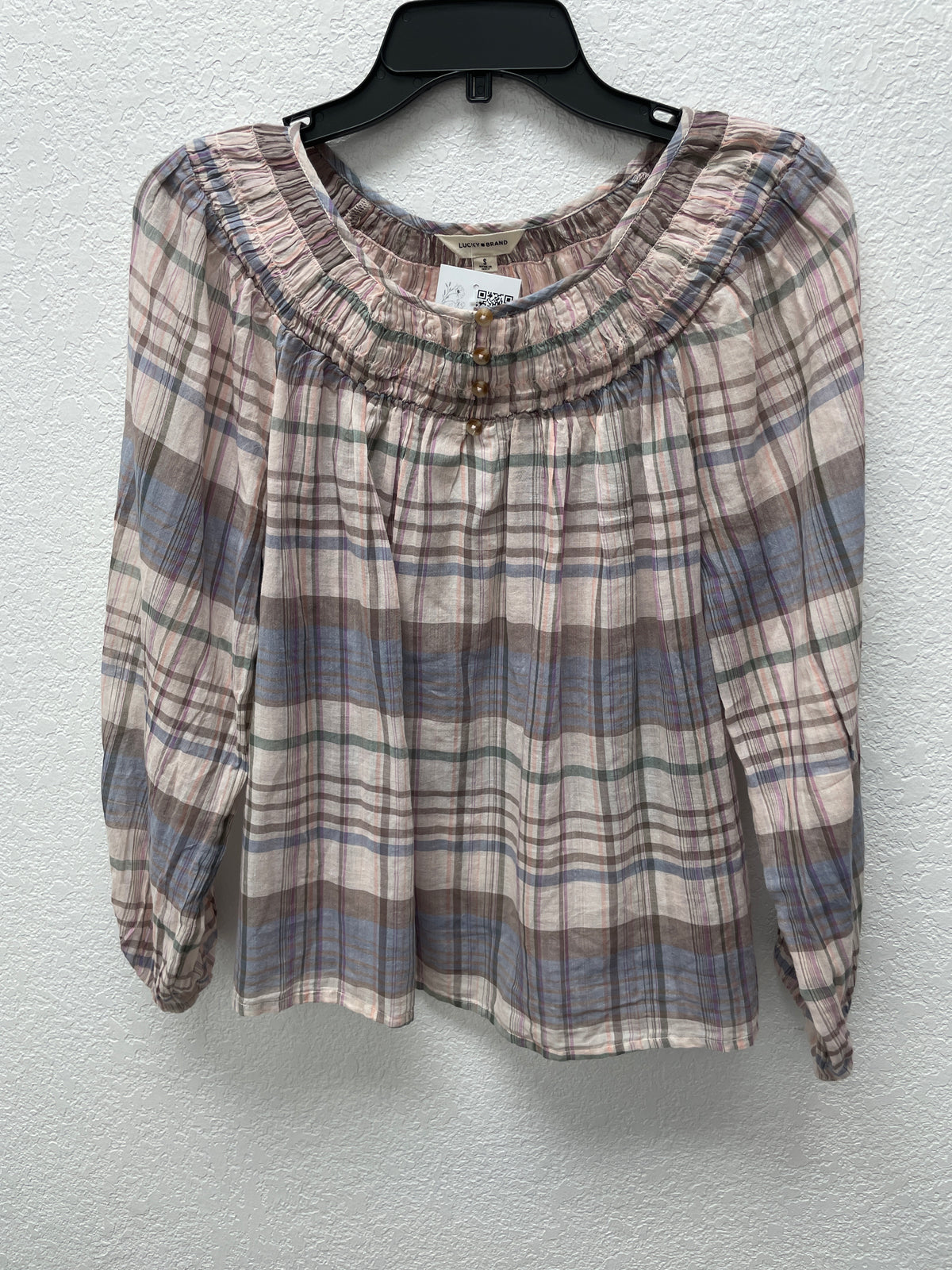 Lucky Brand Top,PastelPlaid,Small