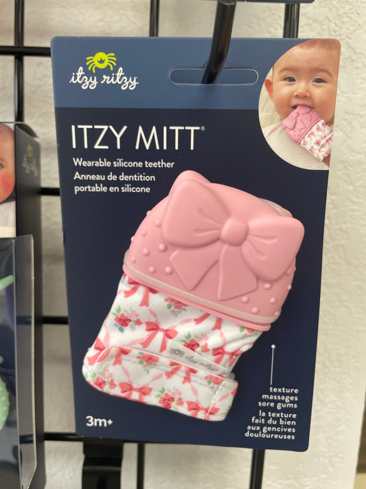 Itzy Ritzy - Teething Mitt,Pink Bow,3m+