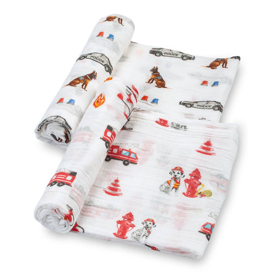 Fireman Policeman -Baby Swaddle Blanket Set